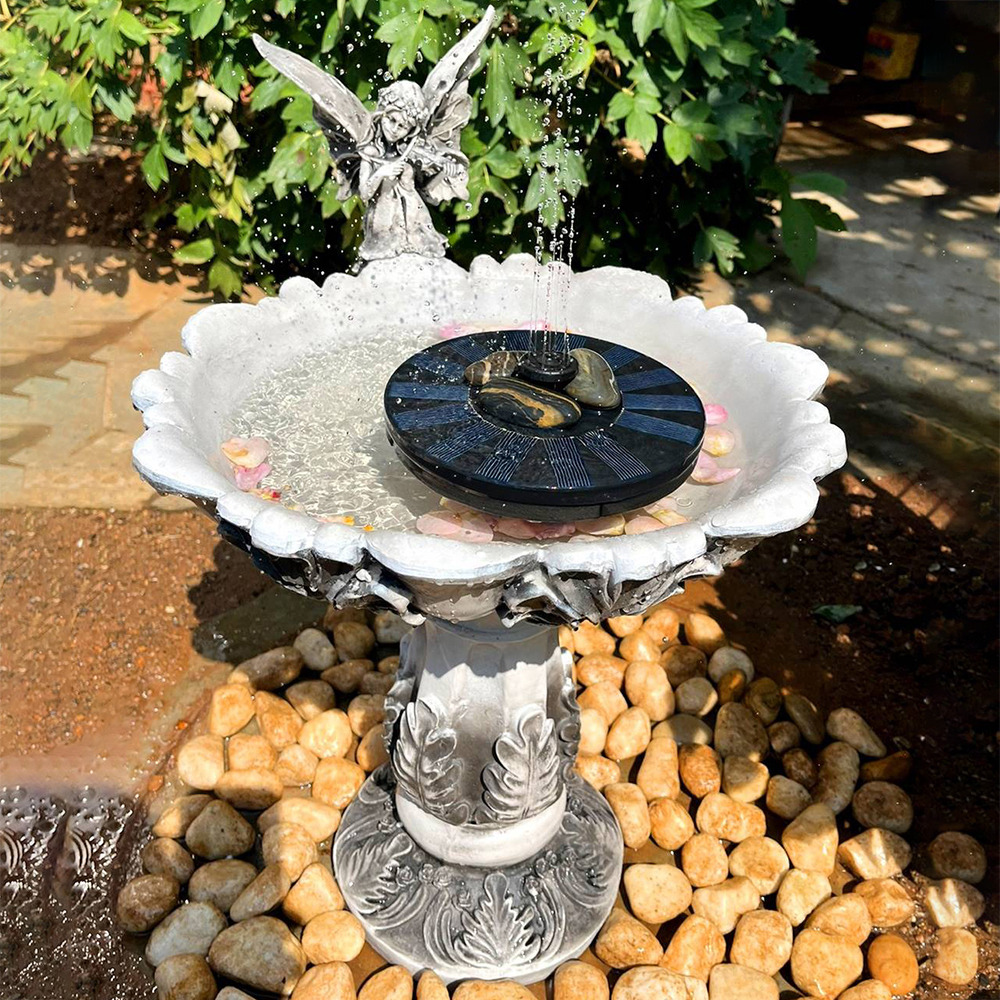 570mm European Vintage Resin Garden Statue Angel Pedestal Bird Bath