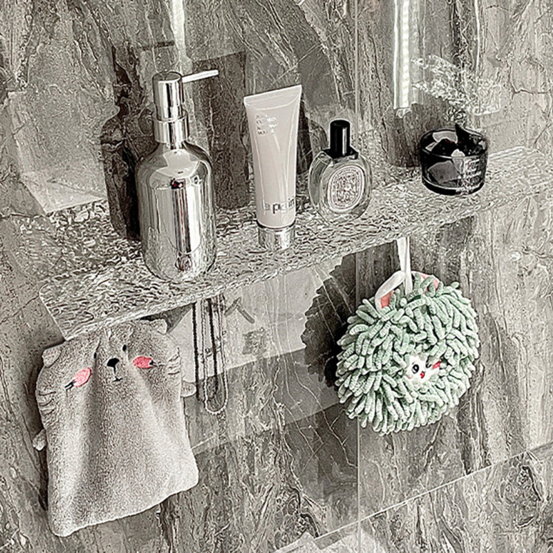 Acrylic Bathroom Shelf with Hooks Wall Mounted Floating Shelf by Homary ...