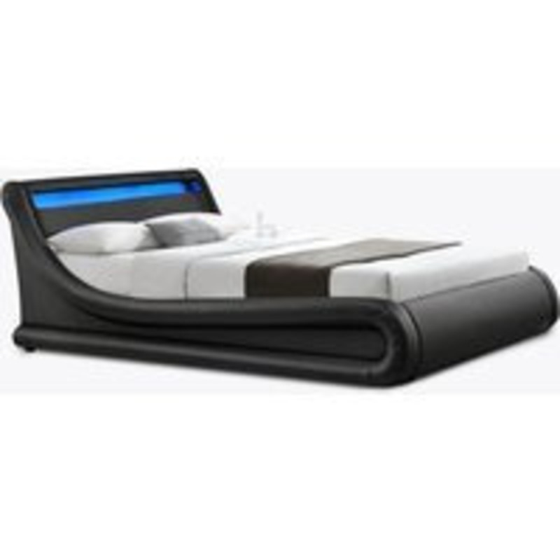 Galaxy Ottoman Double Bed Frame with LED and Storage, Black by Home