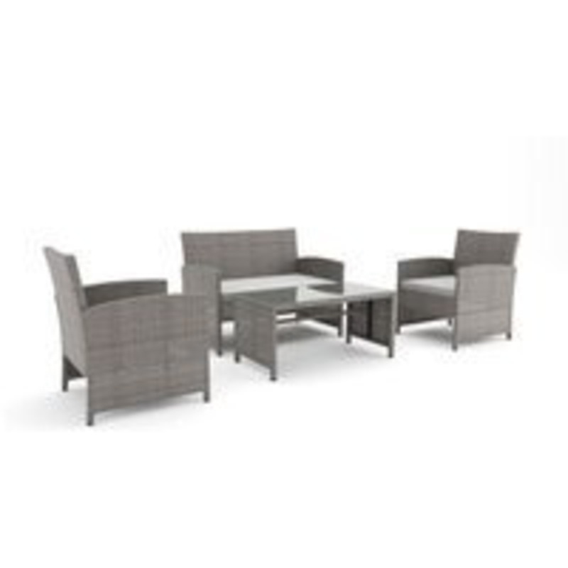 Garden Rattan Outdoor Sofa Set 4 Piece with Coffee Table Grey by Home