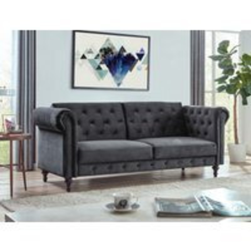 Luxurious Dark Grey Velvet Chesterfield Style Sofa Bed by Home Detail
