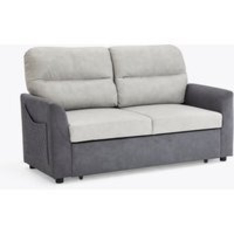 Dennis 2 Seater Fabric Grey Fabric Duo Contrast With Storage Pull Out