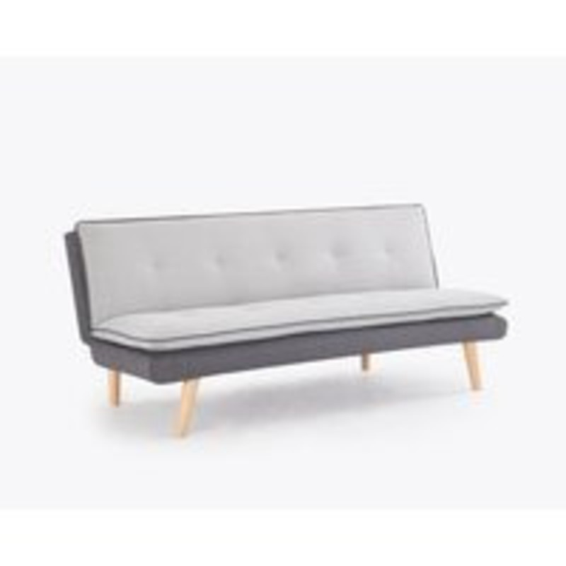 Willow 3 Seater Grey Contrast Fabric Pillow Topper Wooden Legs Sofa Bed