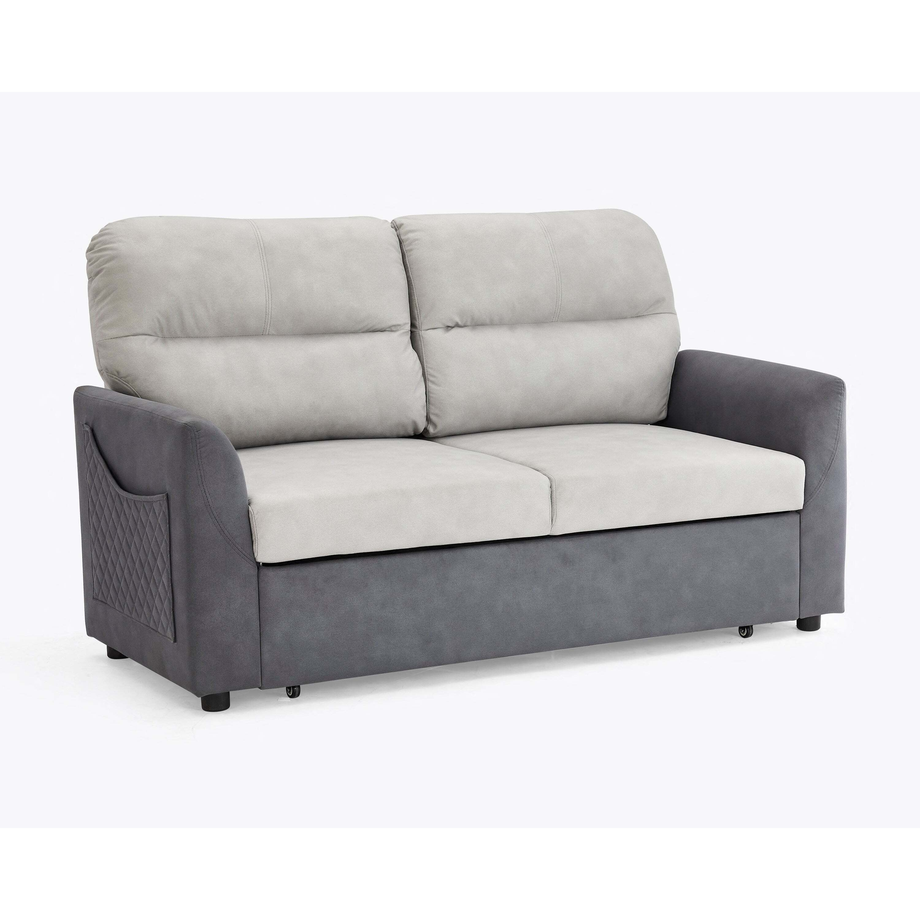 Dennis 2 Seater Fabric Grey Fabric Duo Contrast With Storage Pull Out