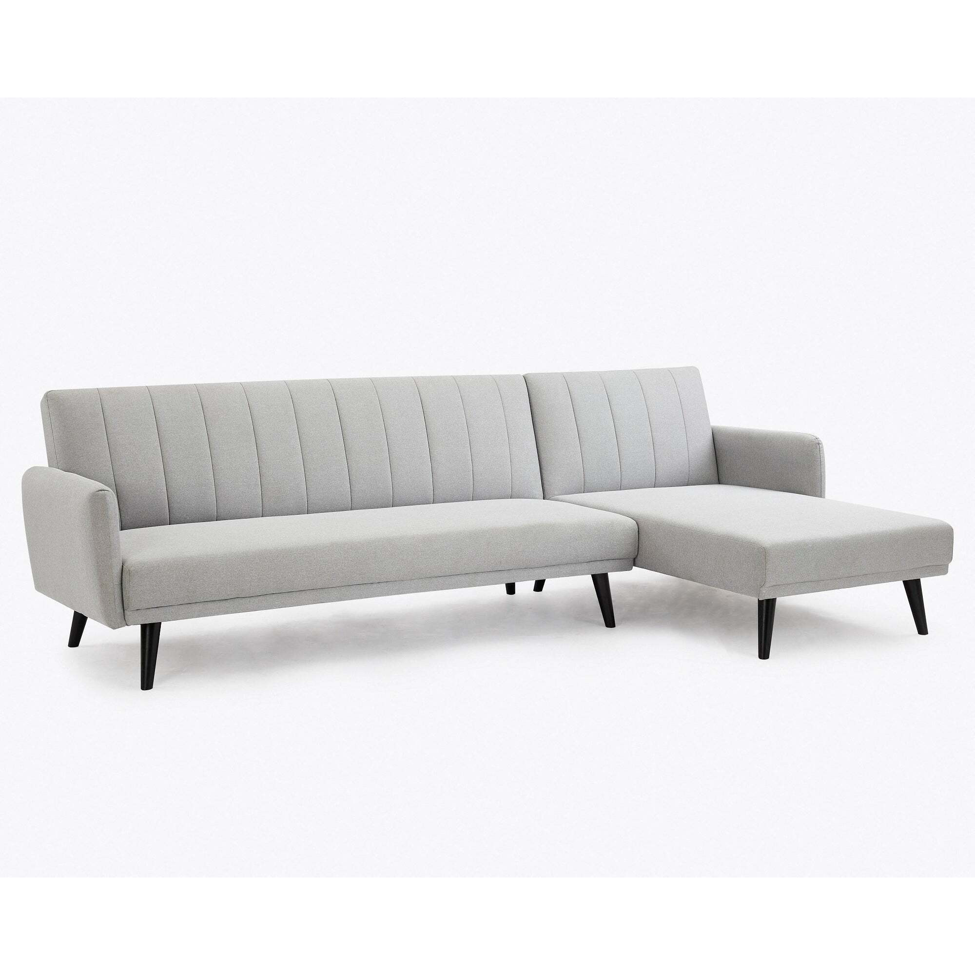 Clinton Light Grey Fabric L Shape Sofa Bed by Home Detail