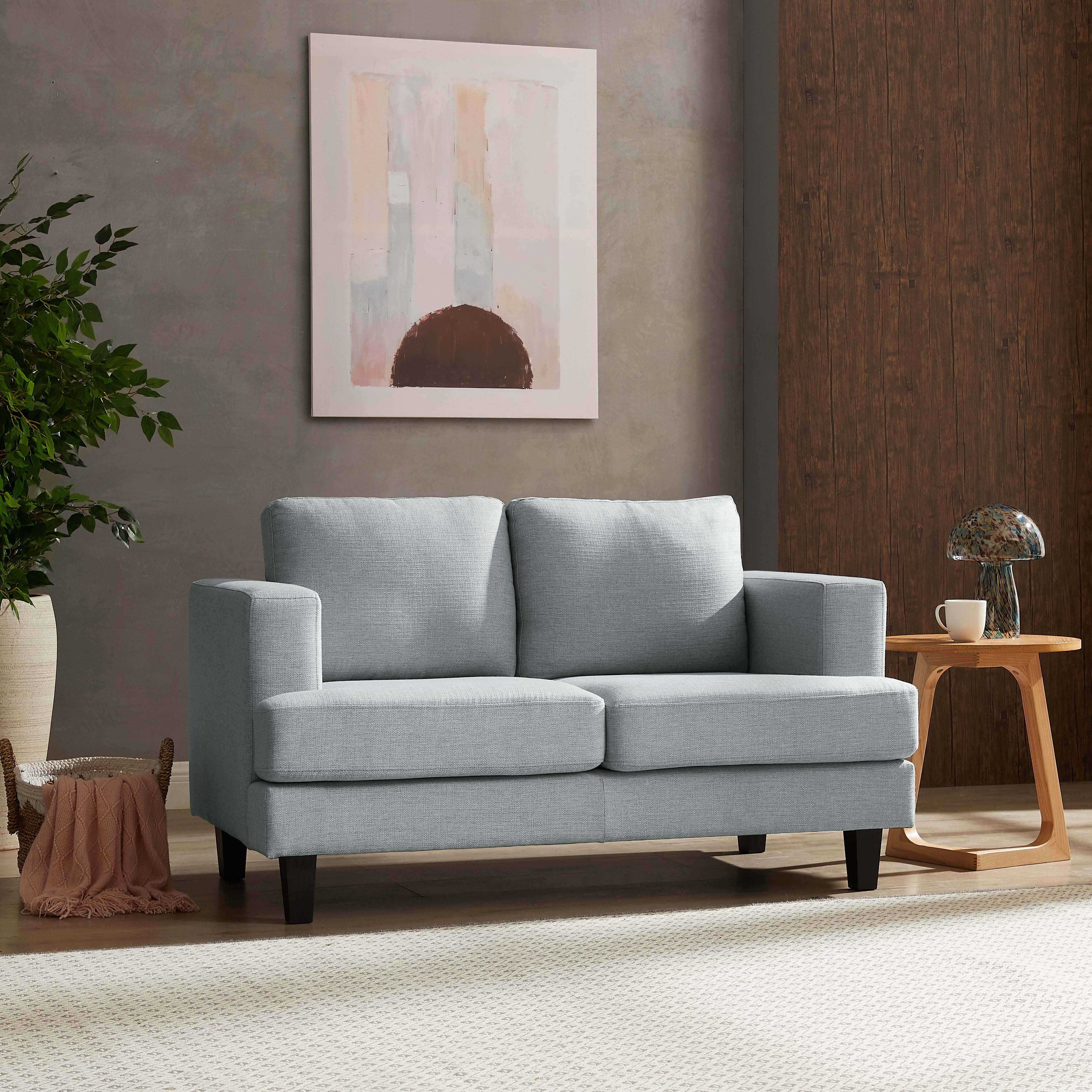 Dale 2 Seater Sofa, Pale Blue Linen Fabric by Home Detail | ufurnish.com