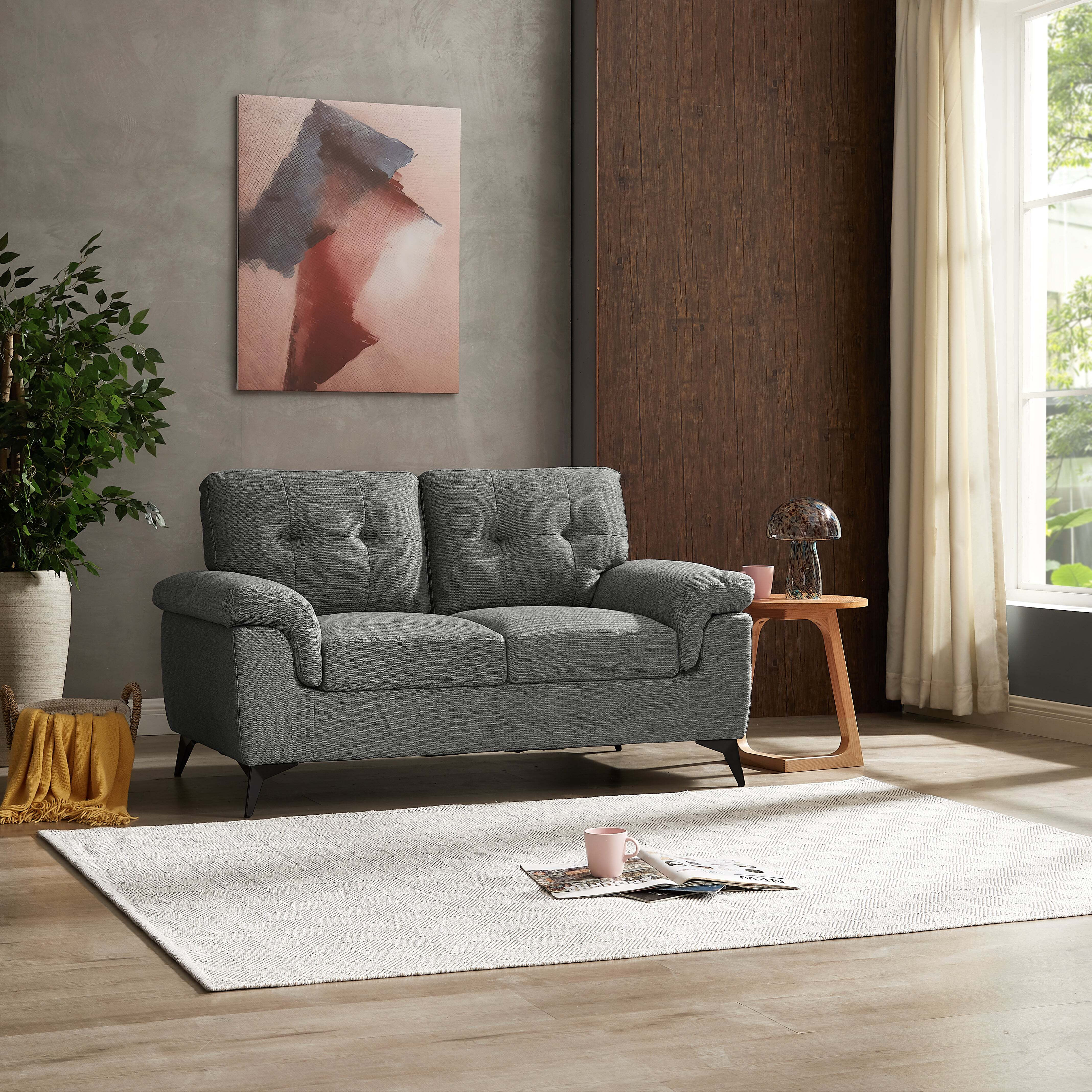 Dylan 2 Seater Sofa, Dark Grey Linen Fabric by Home Detail | ufurnish.com