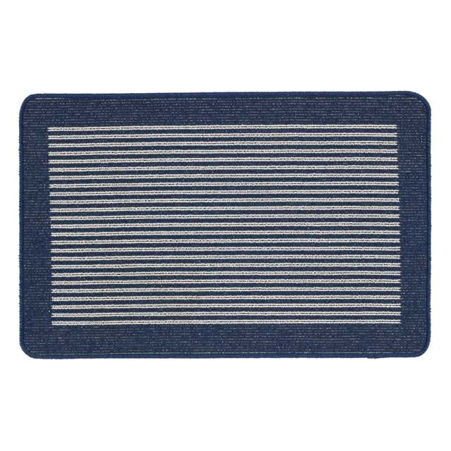 Muddle Mat Washable Stripe Border Doormat Navy - 50 x 80cm by