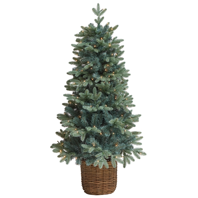 4ft Blue Spruce Pre-lit Potted Artificial Christmas Tree by