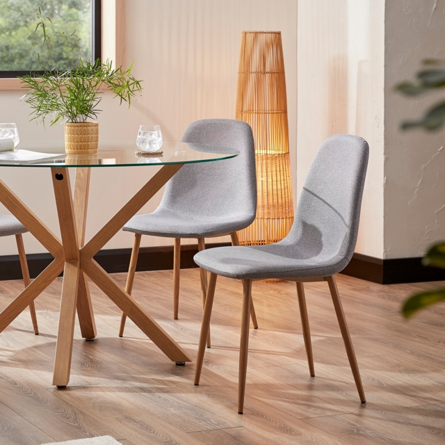Set of 2 Ludlow Upholstered Dining Chairs - Grey by Homebase | ufurnish.com