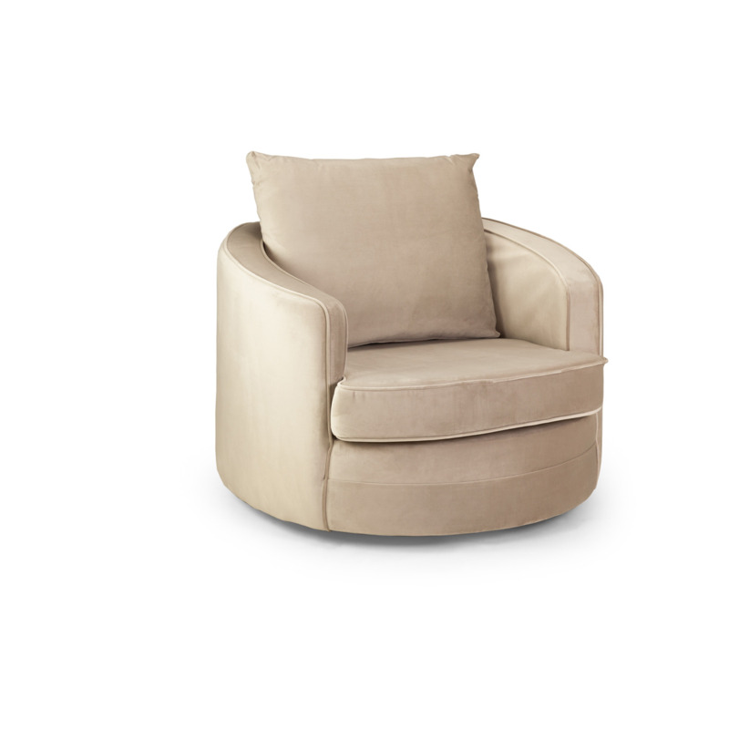 Belfast Fullback Sofa Plush Beige Swivel Chair by Honeypot Furniture