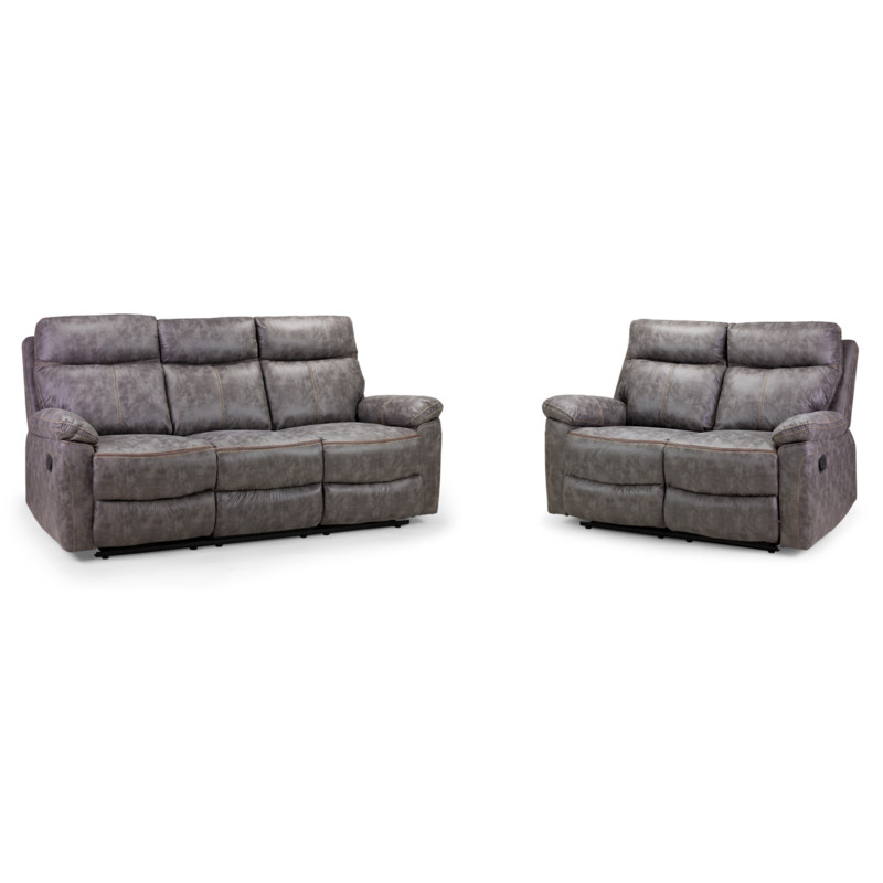 Tuscany Recliner Sofa Grey 3+2 Set by Honeypot Furniture