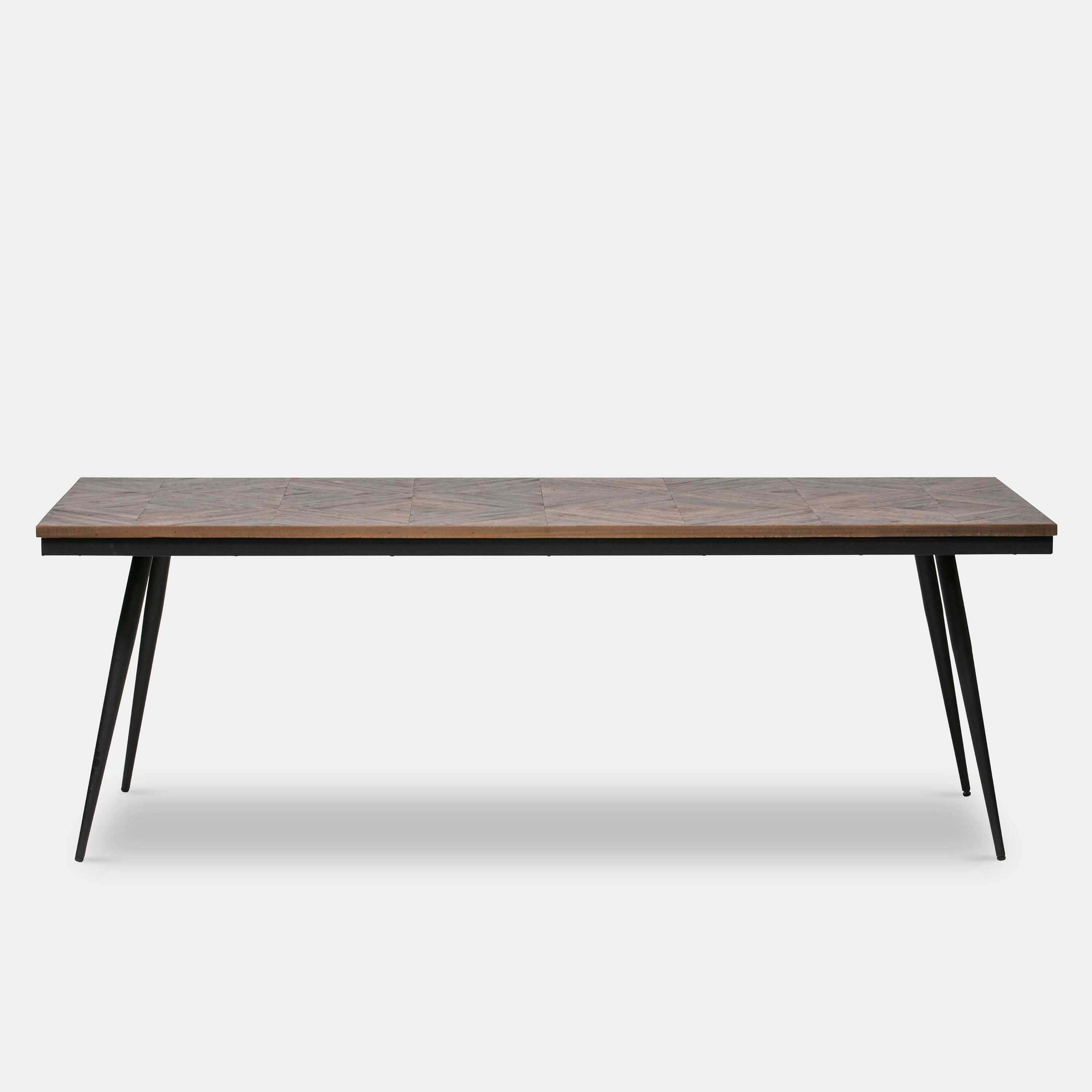 Herringbone dining table - 8 seater table with black legs - TORIN ...