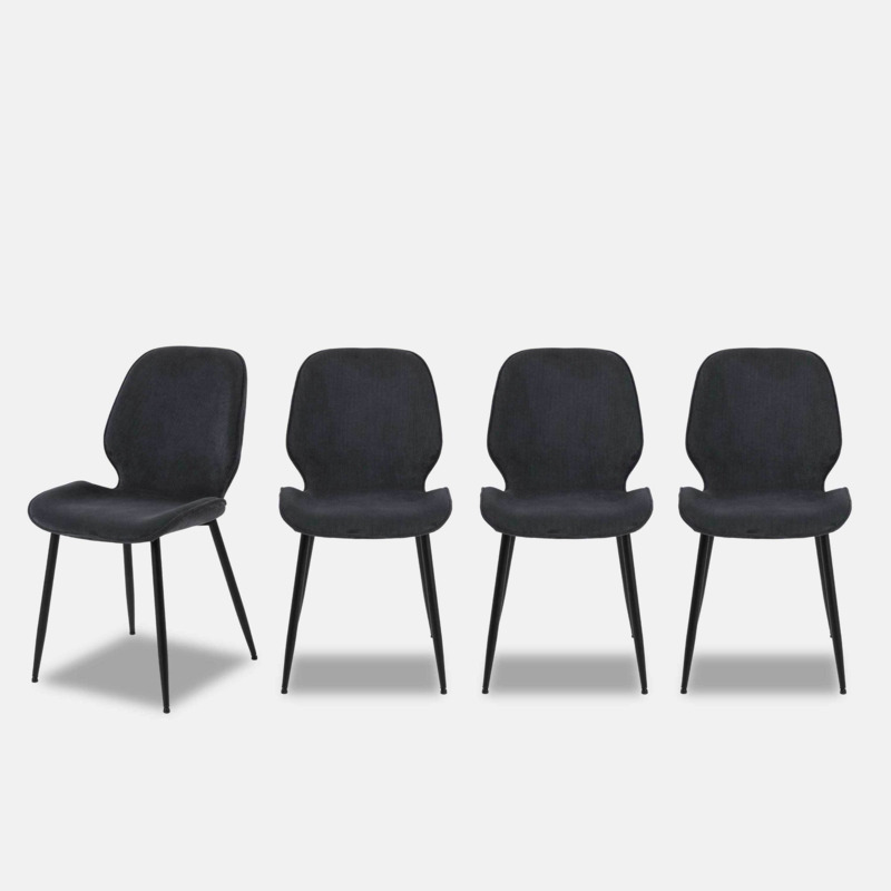 Grey velvet dining chairs set of 4 dining chairs SANDER by