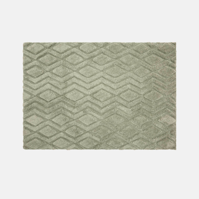 Shaggy rug extra large sage green rug with geometric design OSCAR