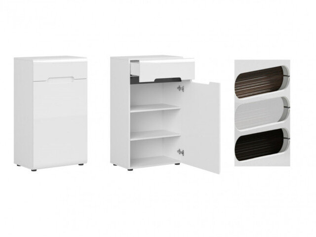 Storage Cabinet with Drawer Tall Bedside Unit Nightstand White / White ...