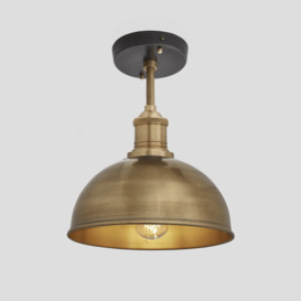 Industville - Brooklyn Dome Flush Mount - 8 Inch - Ceiling Light Shade - Brass / Black Colour - Brass / Pewter Material - 26.5 x 20 x 20cm