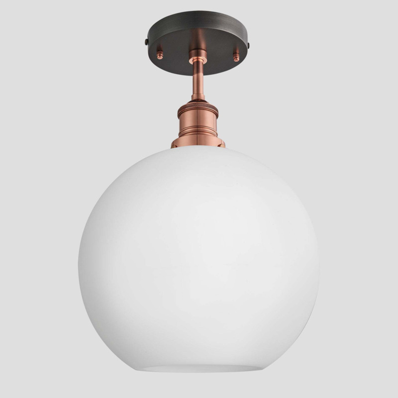 Brooklyn Opal Glass Globe Flush Mount Light 9 Inch White Glass