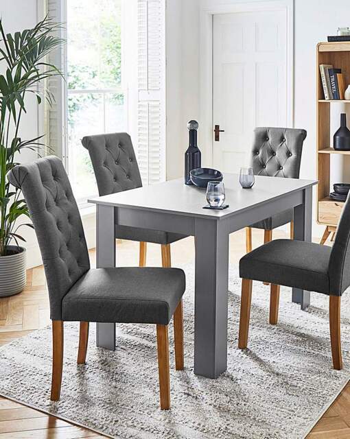 Dakota Dining Table with 4 Ava Chairs Grey/Grey by JD Williams ...