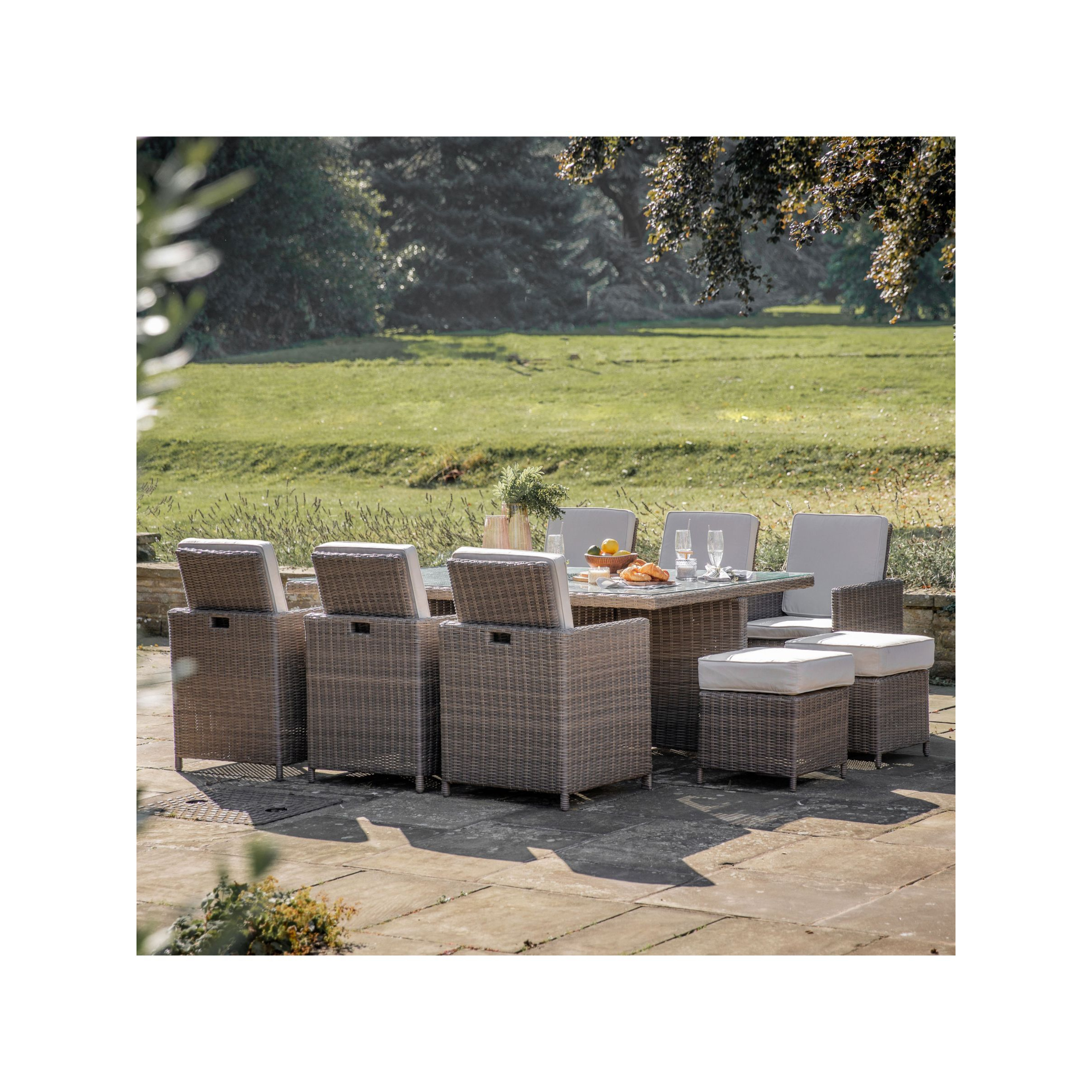 Gallery Direct Adford 10Seater Cube Garden Dining Table & Chairs Set, Natural by John Lewis