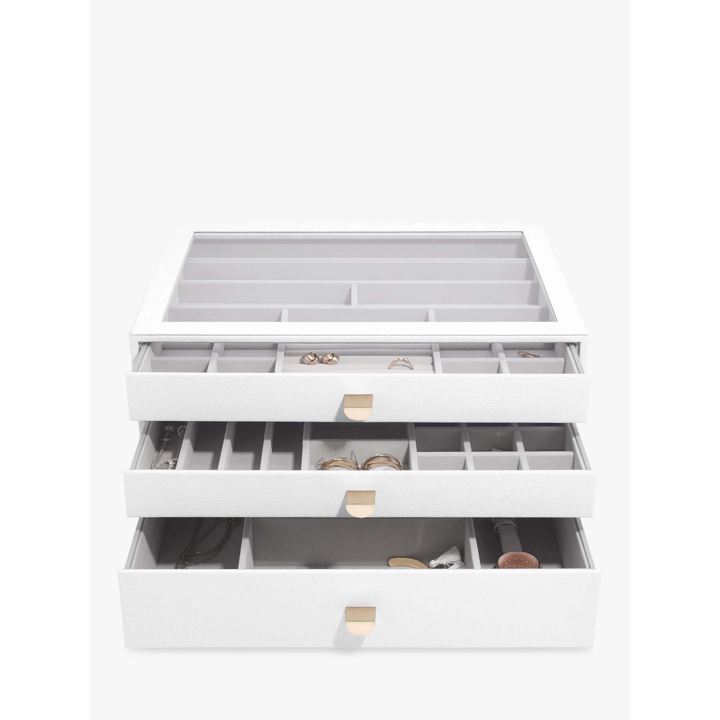 Stackers Supersize Glass Lid 3 Drawer Jewellery Box by John Lewis