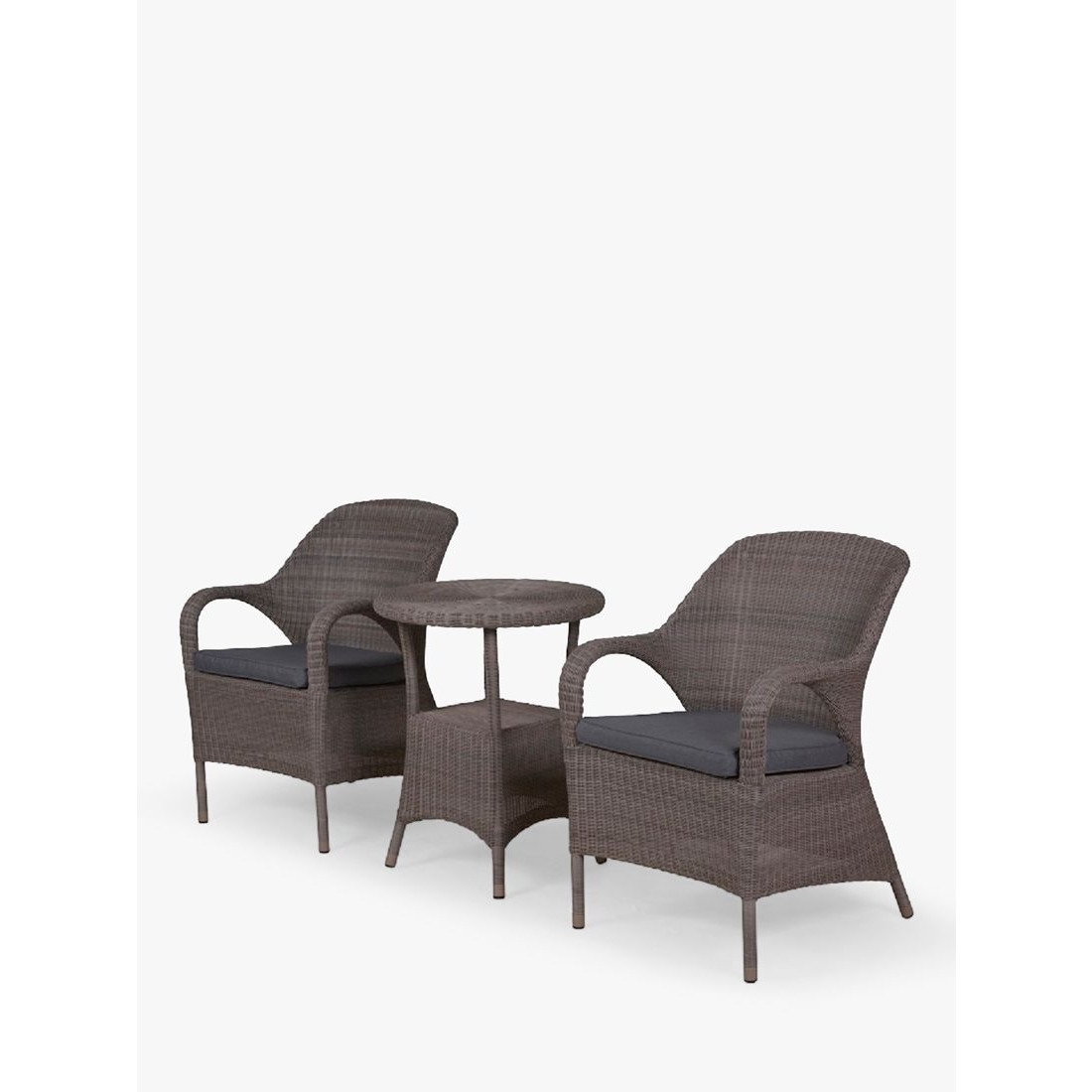 4 Seasons Outdoor Sussex 2-Seater Round Garden Bistro Table & Chairs Set, Polyloom Pebble by ...