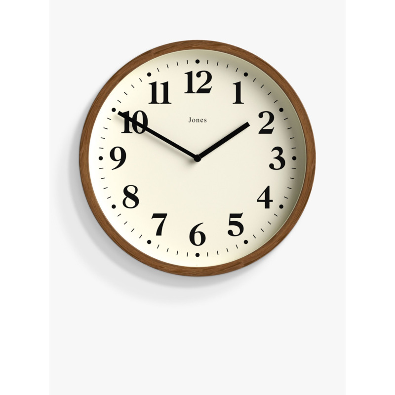 Jones Clocks Lodge Quartz Analogue Wall Clock, 25cm, Natural by John