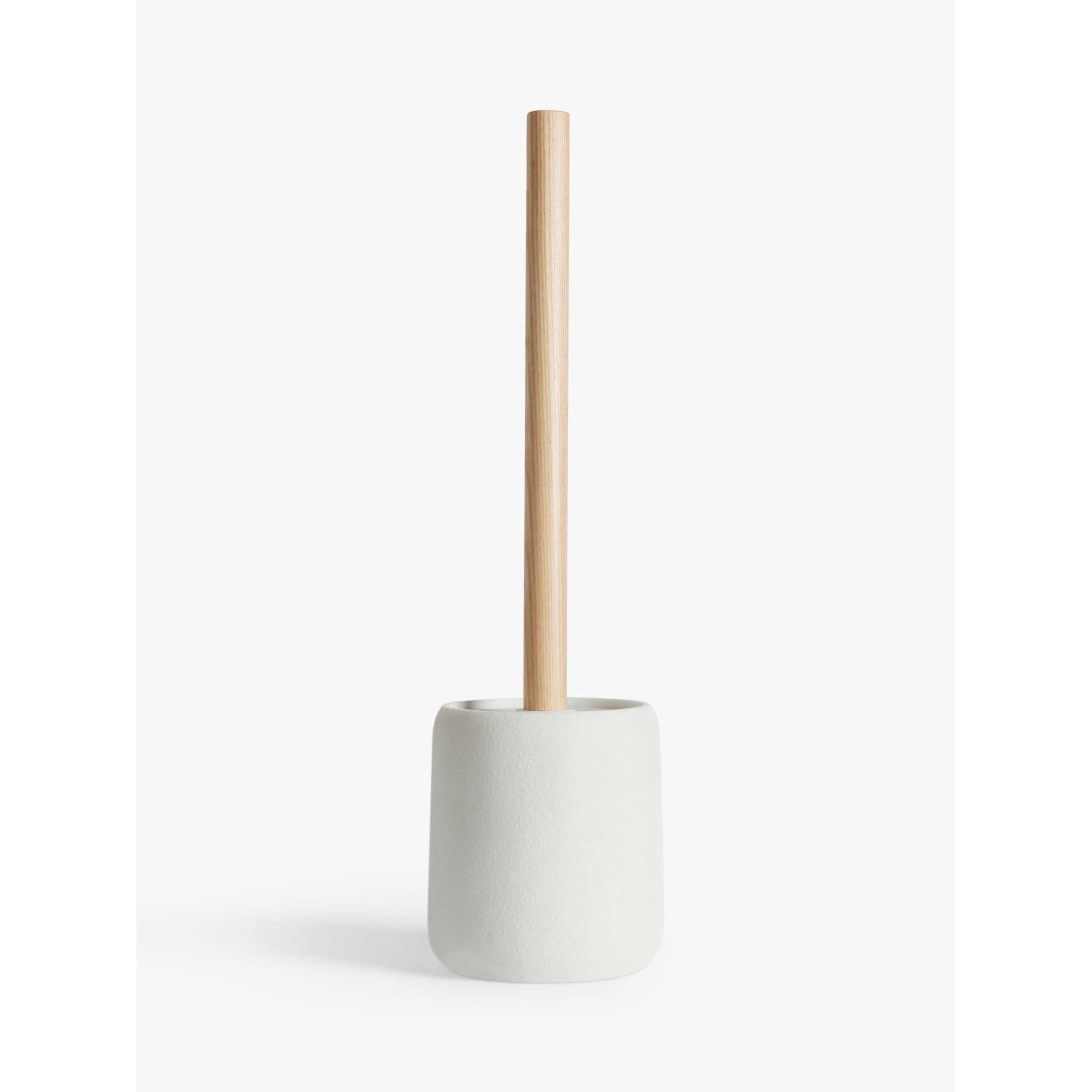 John Lewis Sand Effect Toilet Brush and Holder, White by John Lewis