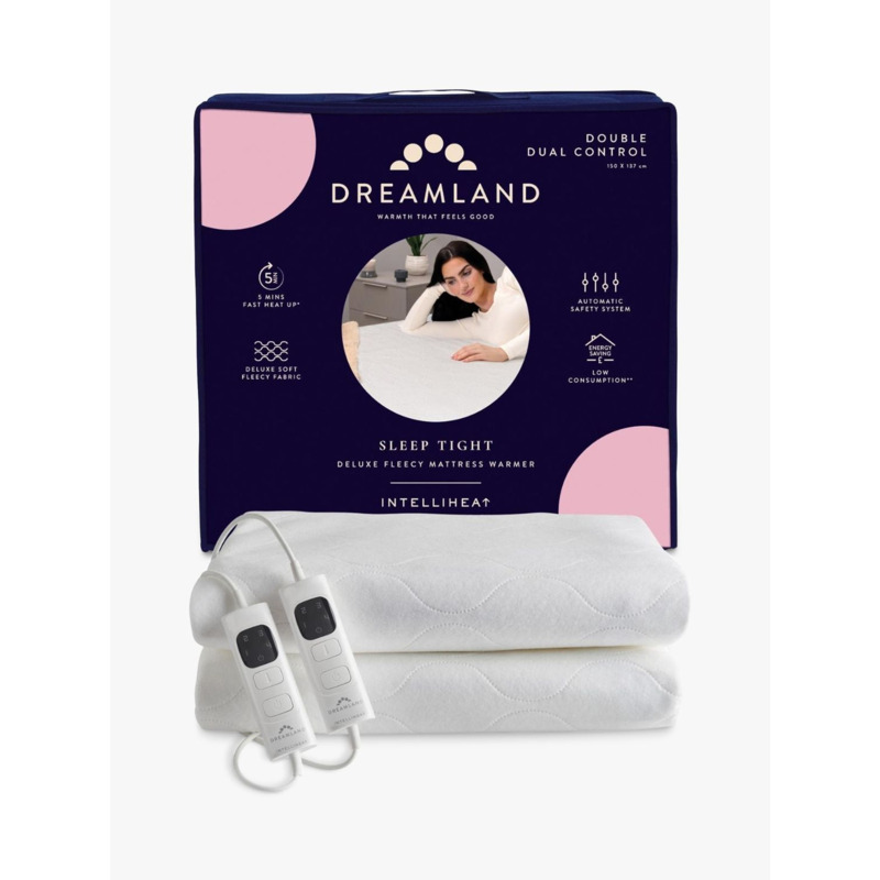 Dreamland Sleep Tight Deluxe Fleecy Electric Blanket, Double, White by John Lewis & Partners