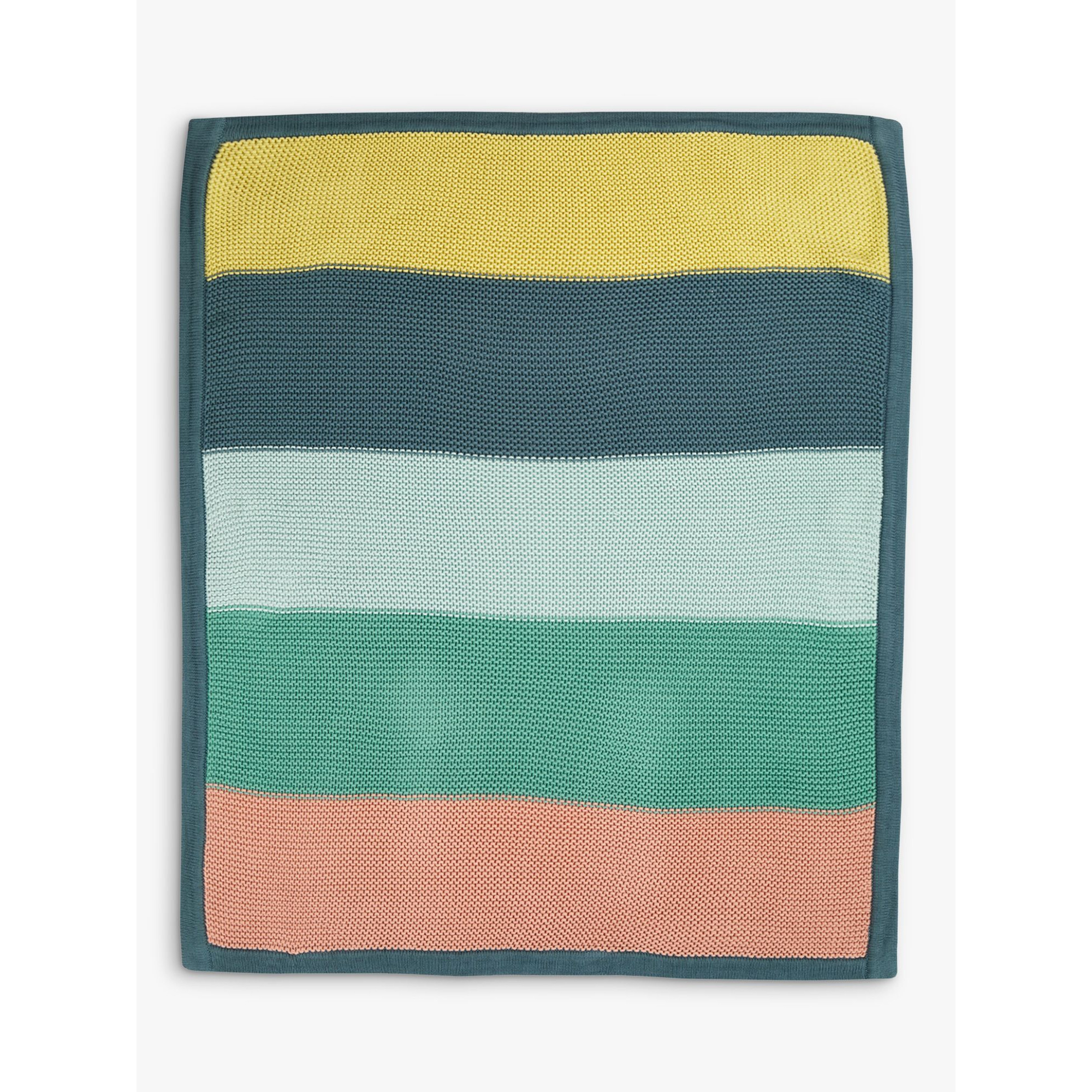 Frugi Organic Cotton Snuggle Up Baby Blanket, Blue Rainbow Stripe by John Lewis & Partners