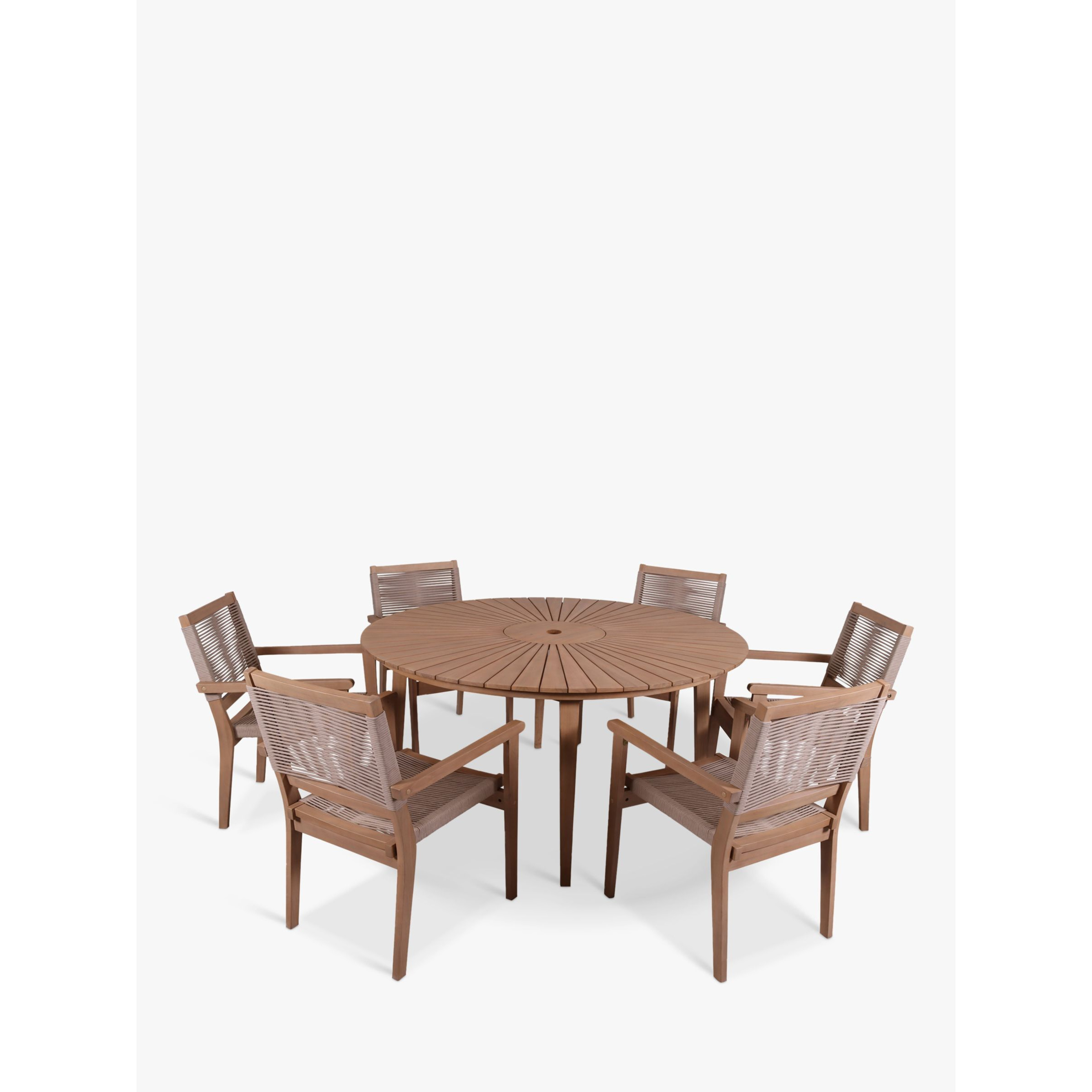 Royalcraft Roma 6Seater Round Garden Dining Table & Rope Stacking