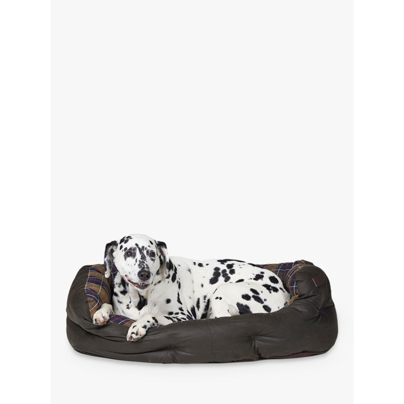 Barbour Tartan Quilted Dog Bed, Olive Green by John Lewis & Partners