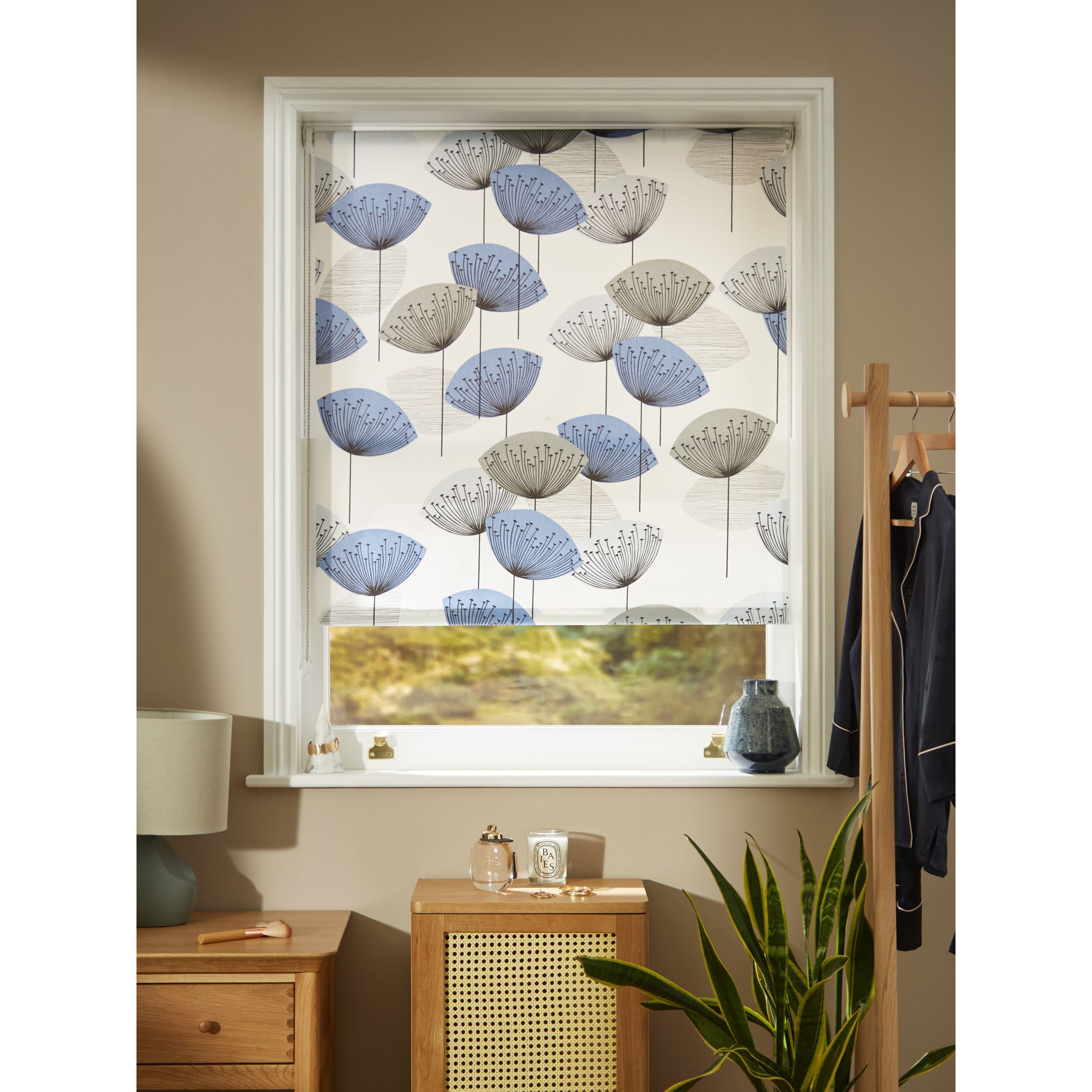 Sanderson Dandelion Clocks Daylight Roller Blind, Blue by John Lewis