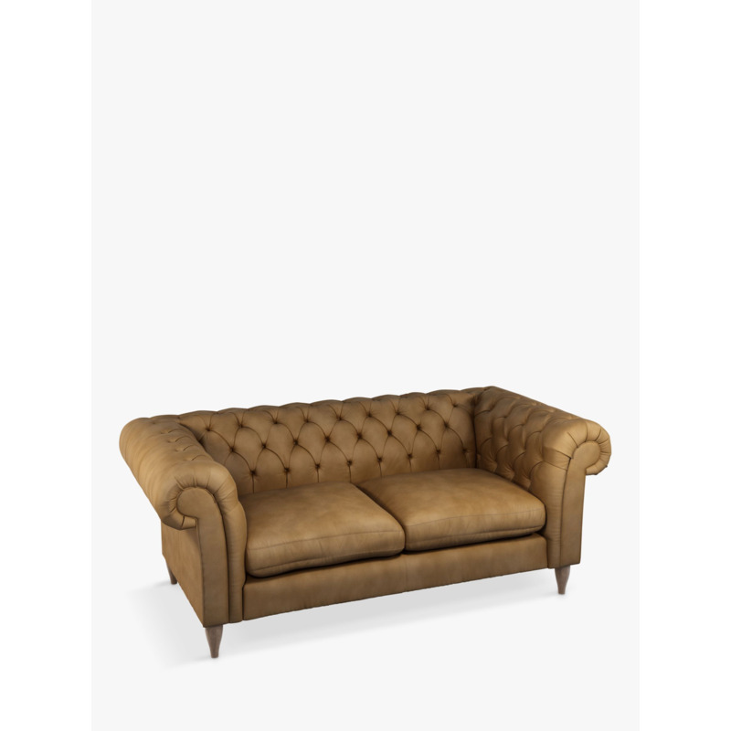 John Lewis Cromwell Chesterfield Large 3 Seater Leather Sofa, Dark Leg