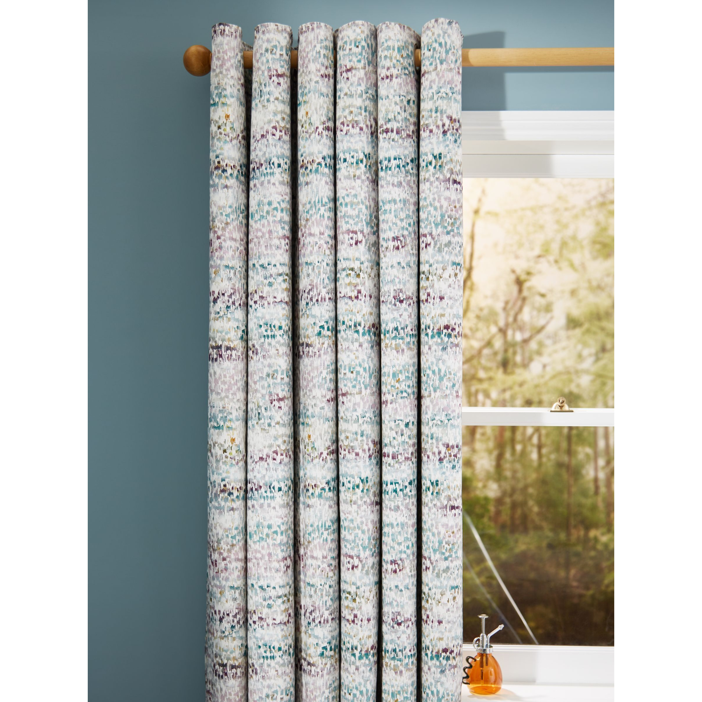 John Lewis Abstract Pair Blackout/Thermal Lined Eyelet Curtains, Multi ...
