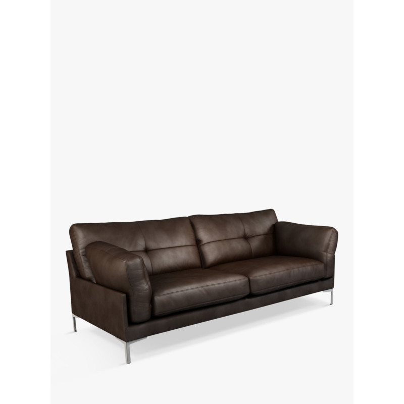 John Lewis Java II Large 3 Seater Leather Sofa, Metal Leg by John Lewis