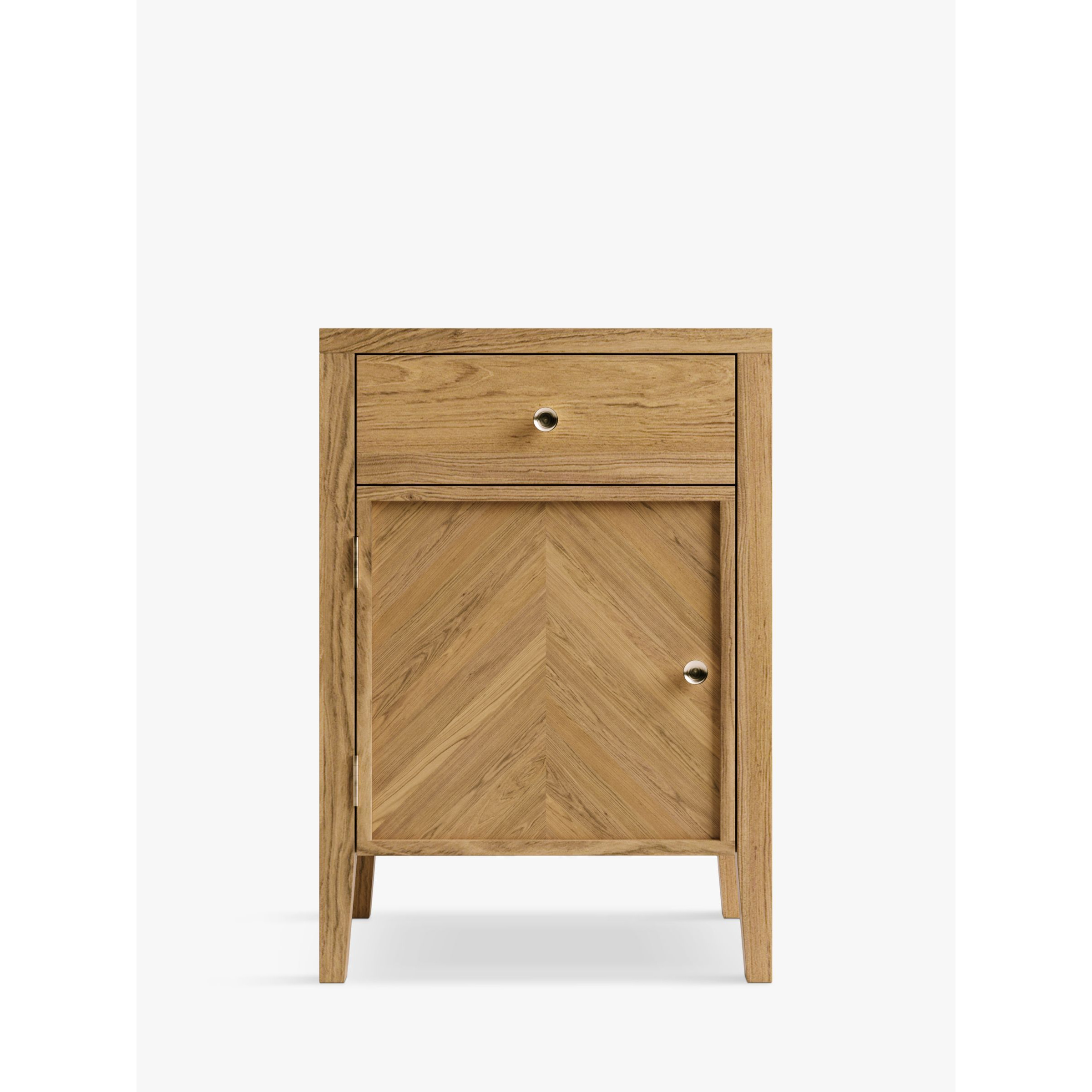 John Lewis & Partners Padma 1 Door Parquet Bedside Table, Oak by John