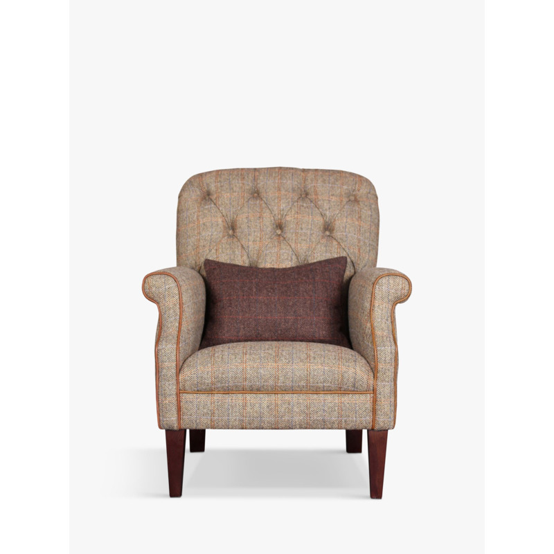 Tetrad Flynn II Armchair, Bracken with Brompton Tan Leather Piping by