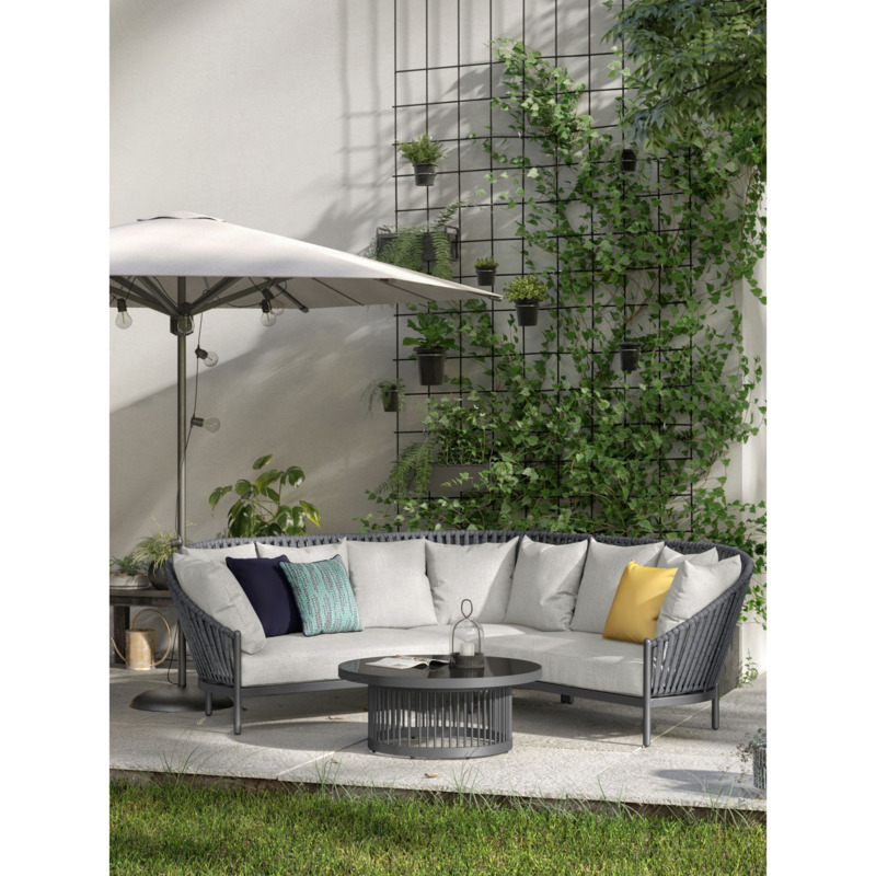 John Lewis Chunky Weave Round Garden Coffee Table, Grey by John Lewis