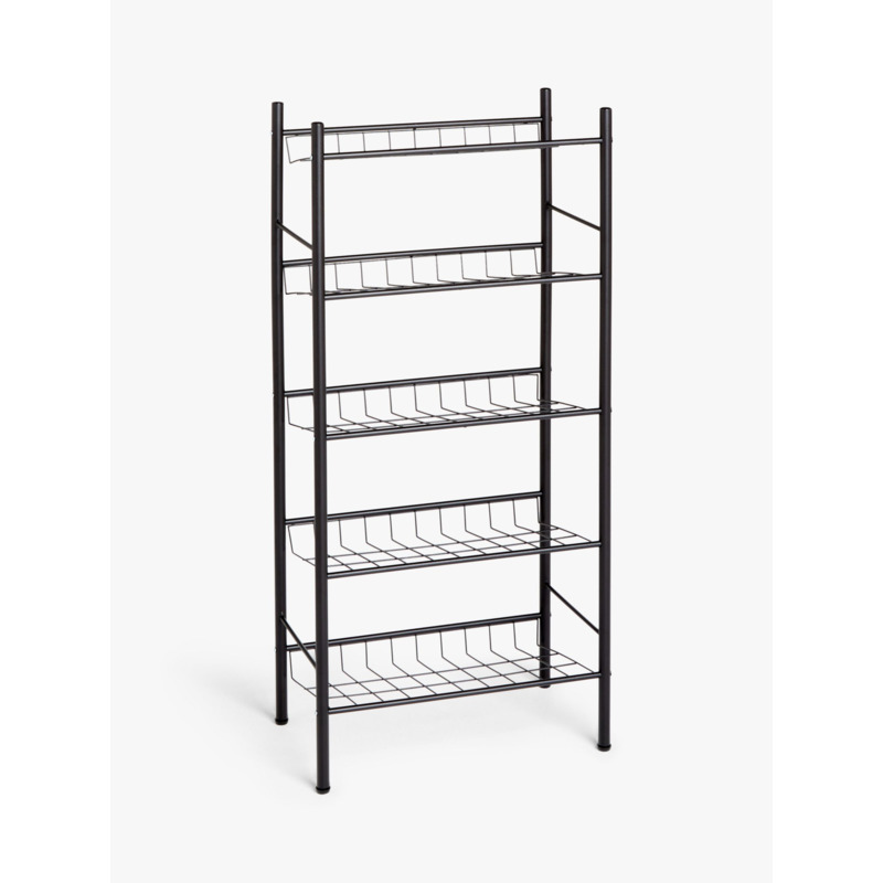 John Lewis 5 Tier Slim Shoe Rack, Black by John Lewis & Partners