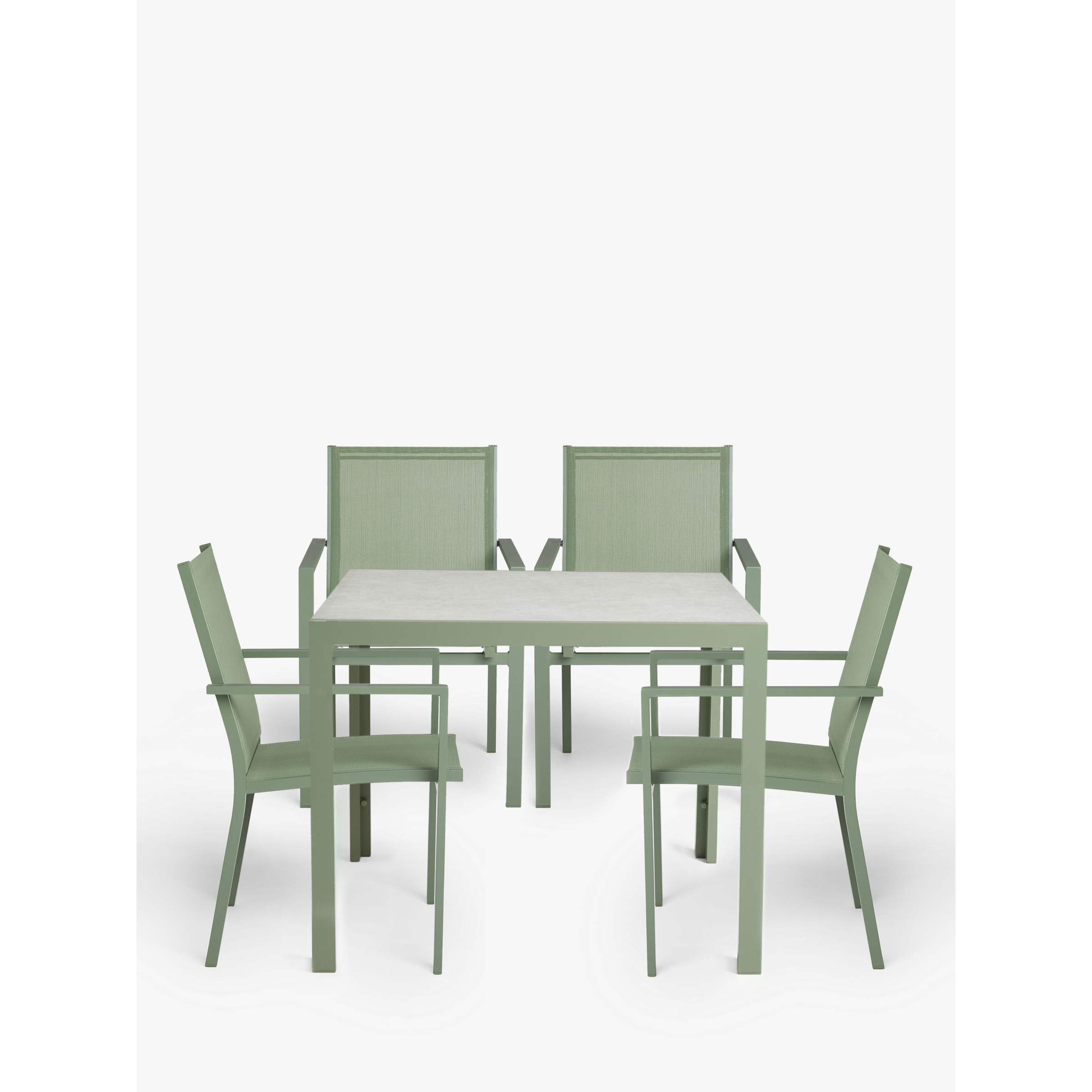 John Lewis Miami 4Seater Garden Dining Table & Chairs Set, Sage Green by John Lewis & Partners