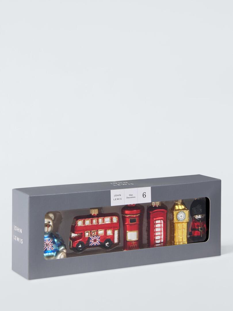 John Lewis London Icons Glass Baubles, Box of 6 by John Lewis