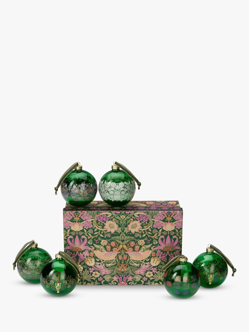 William Morris At Home Christmas Baubles, Set of 6 by John Lewis