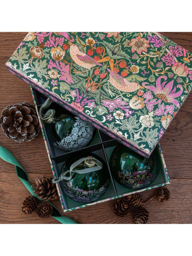 William Morris At Home Christmas Baubles, Set of 6 by John Lewis