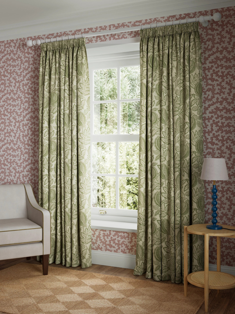 John Lewis x Sanderson Cantaloupe Lined Pencil Pleat Curtains by