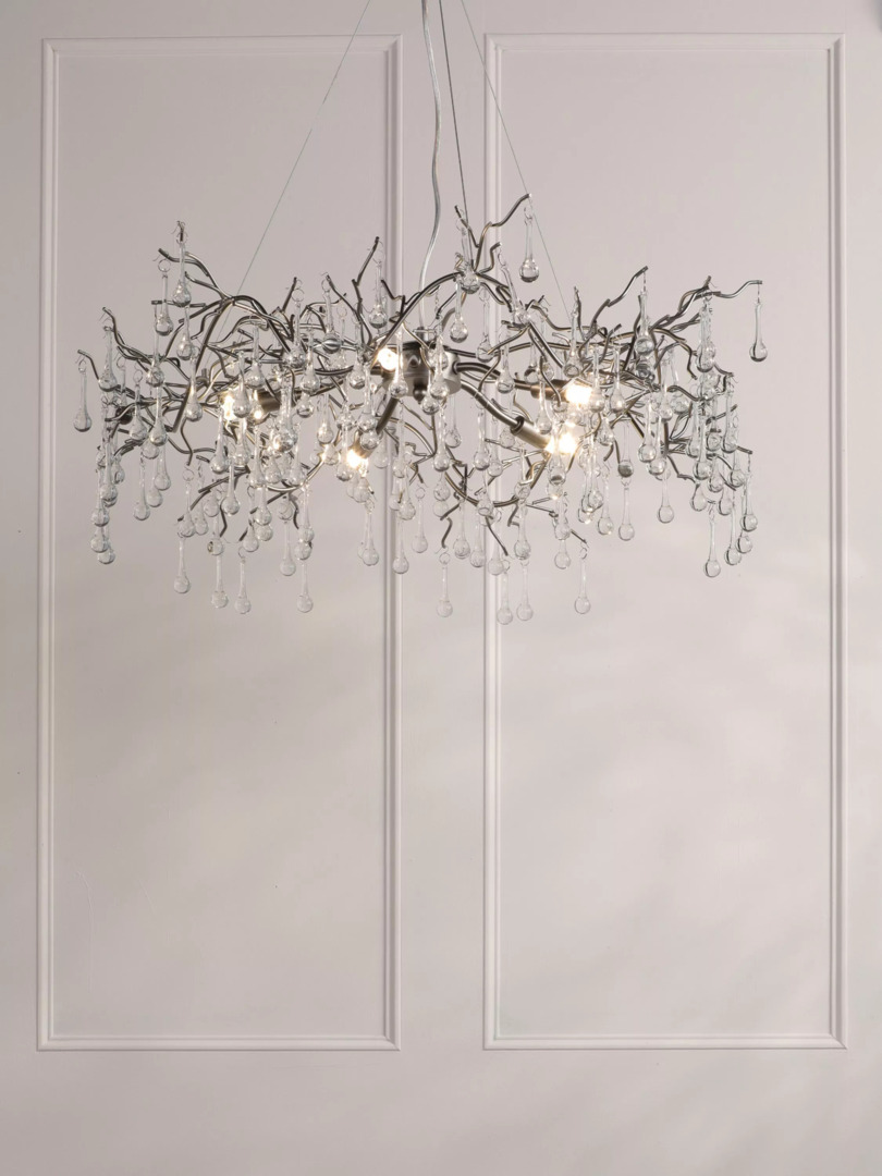 Laura Ashley Willow Grande Ceiling Light, Pewter by John