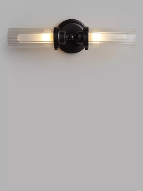 John Lewis Ribbed Glass Double Arm Bathroom Wall Light by John Lewis ...