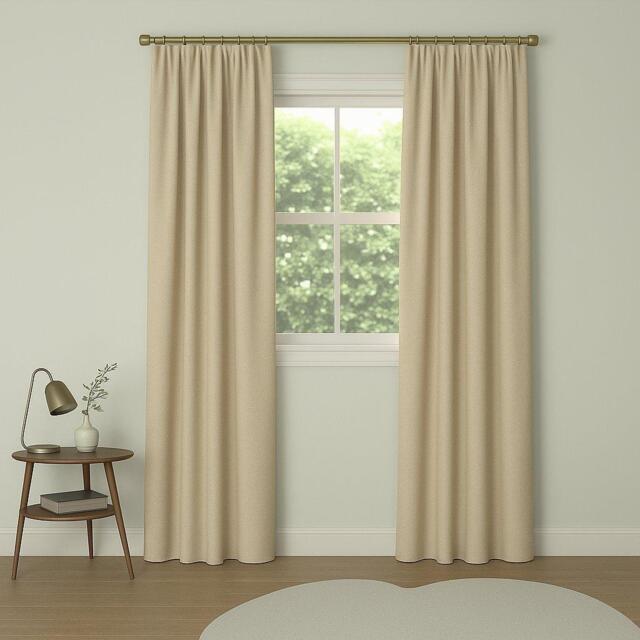 John Lewis Linen Blend Twill Lined Pencil Pleat Curtains, Natural by ...