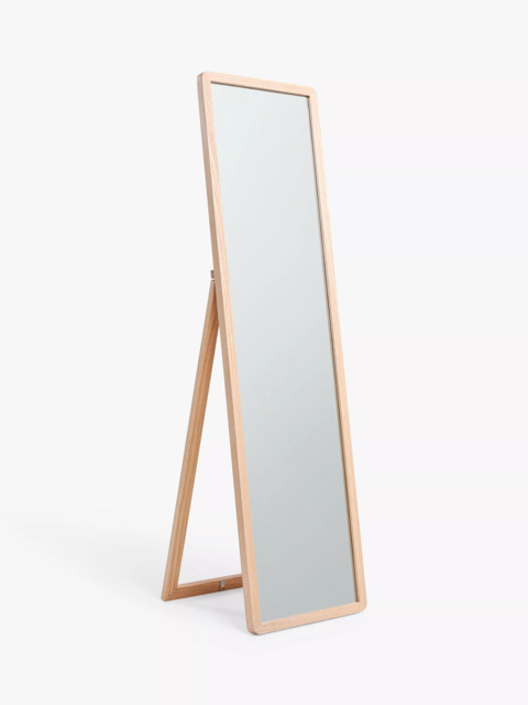John Lewis Slim Solid Oak Wood Full-Length Cheval Mirror, 160 x 42cm by John Lewis & Partners ...