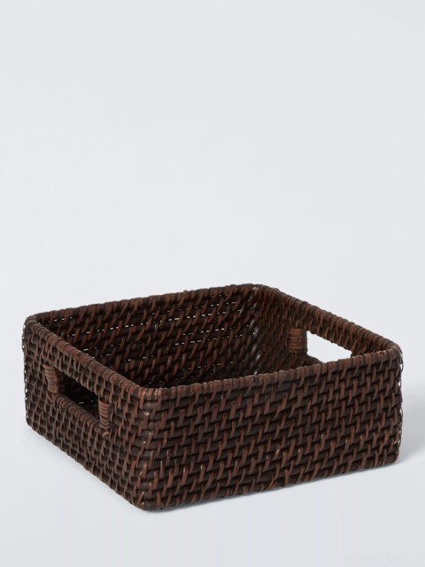 John Lewis Shallow Rattan Storage Basket, Cocoa by John Lewis ...